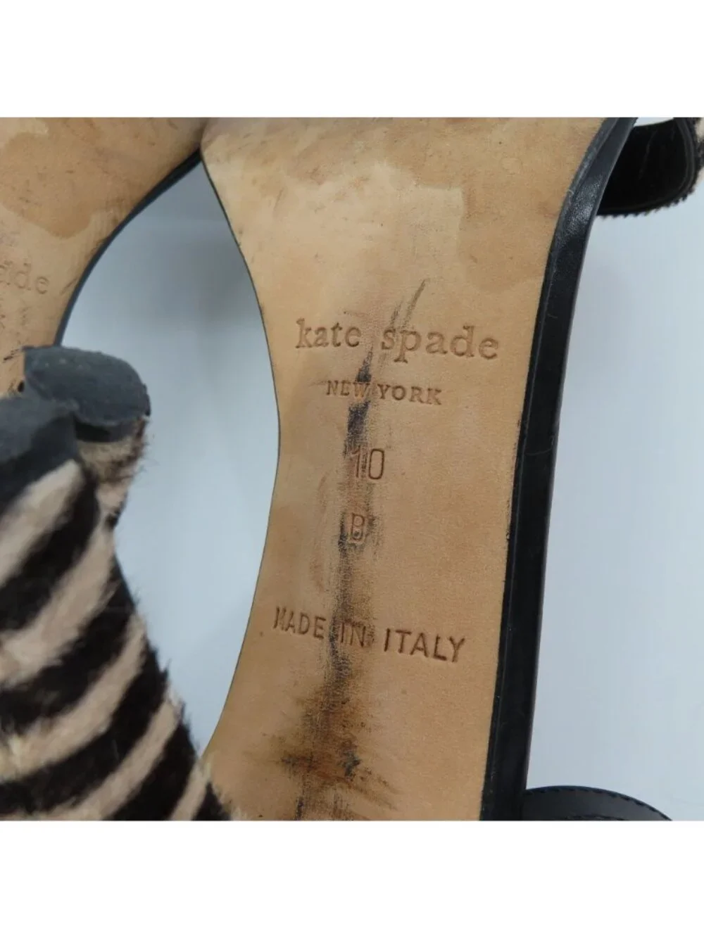 Kate Spade New York Womens 10 Animal Zebra Print Hair Open Toe High Heels